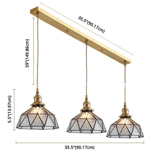 Geometric Icy Glass Pendant Lamp In Tiffany-Style