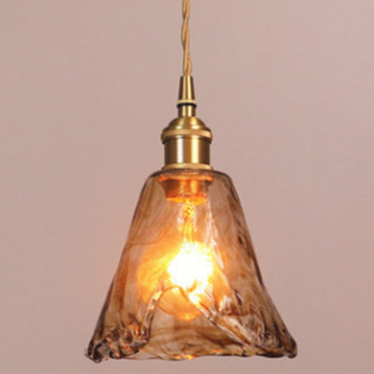 Vintage 1 Light Pendant  Lamp Amber Alabaster Glass Pendant Lighting  for Living Room