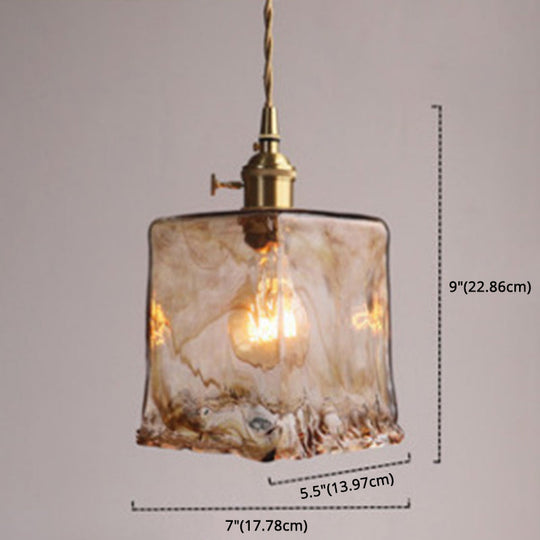 Vintage Alabaster Glass Pendant Lamp for Living Room - 1 Light Amber Pendant Lighting