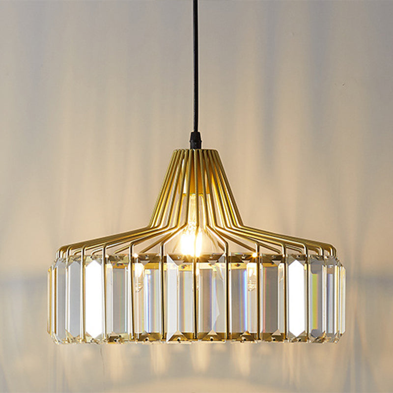 Modern Crystal Drum Pendant Light For Minimalist Dining Room
