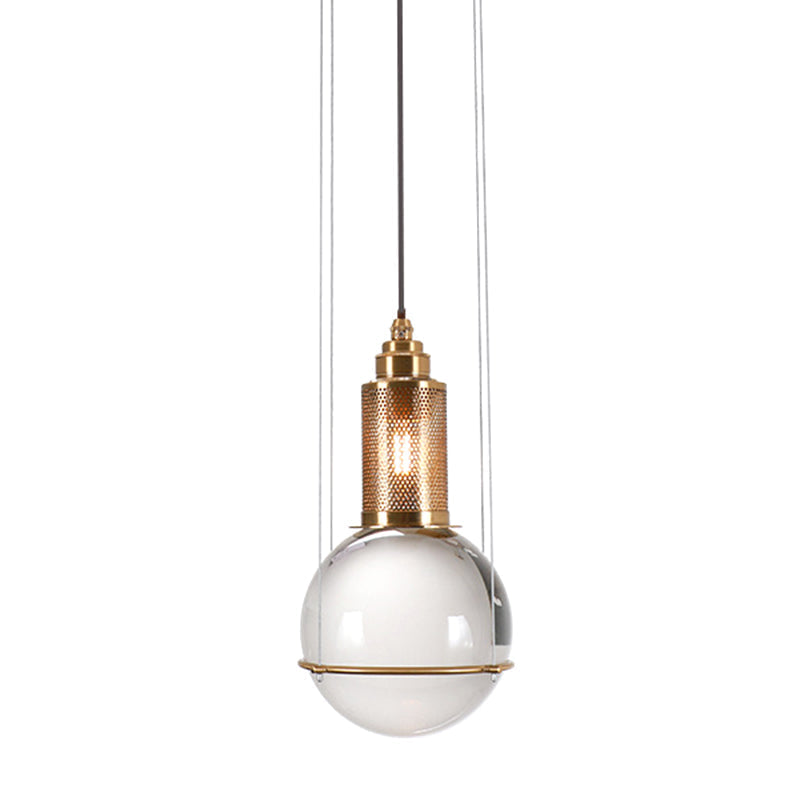 Modern Minimalist Crystal Pendant Light - Globe Shade For Living Room Hanging Bronze