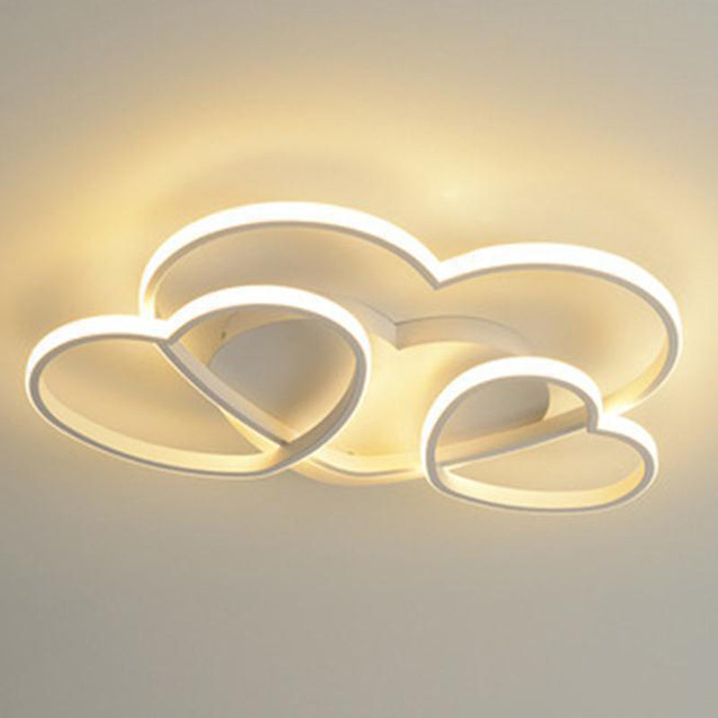 Kids Heart Design Ceiling Light Fixture - Acrylic Semi Flush Mount For Childrens Bedroom White /