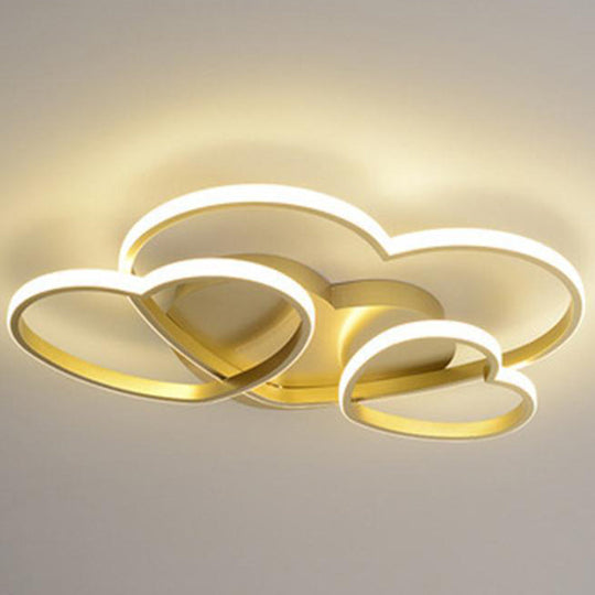 Kids Heart Design Ceiling Light Fixture - Acrylic Semi Flush Mount For Childrens Bedroom Gold / Warm