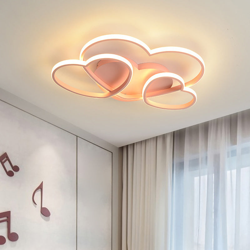 Kids Heart Design Ceiling Light Fixture - Acrylic Semi Flush Mount For Childrens Bedroom