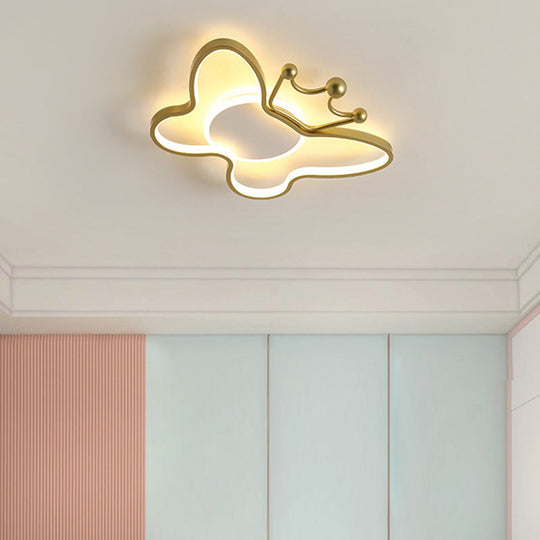 Butterfly Semi Flush Ceiling Lights - Cartoon Aluminum Chandelier For Kids Bedroom