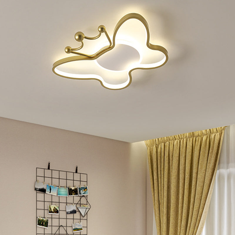 Butterfly Semi Flush Ceiling Lights - Cartoon Aluminum Chandelier For Kids Bedroom