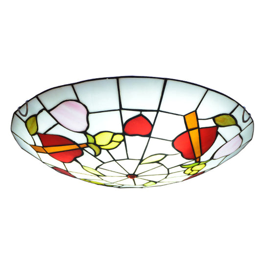 Tiffany-Style Stained Glass Dome Flush Mount Spotlight With Multiple Lights Pink / 12