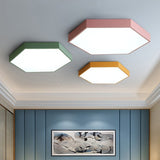 Minimalist Hexagon Flush Mount Ceiling Light Fixture With Acrylic Finish - 1