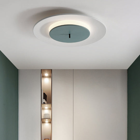 Nordic Acrylic Circle Flush Light: Stylish Ceiling Fixture For Bedrooms Green / 12 White