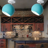 Semi Flush Mount Macaron Metal Ceiling Light For Living Room - Dome Style