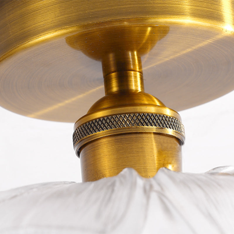 Classic Glass Ceiling Light Fixture W/ Brass Lamp Holder For Corridors