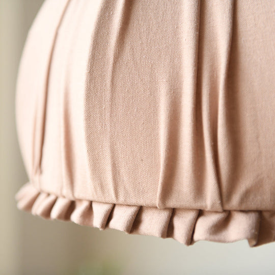 Classic Dome Shape Pink/Orange Fabric Ceiling Pendant - Elegant Single Dining Room Hanging Lamp