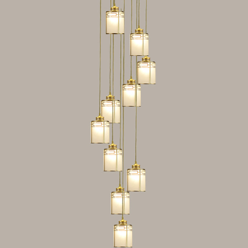 Modern Brass Frosted Glass Pendant Lamp For Duplex House 10 /