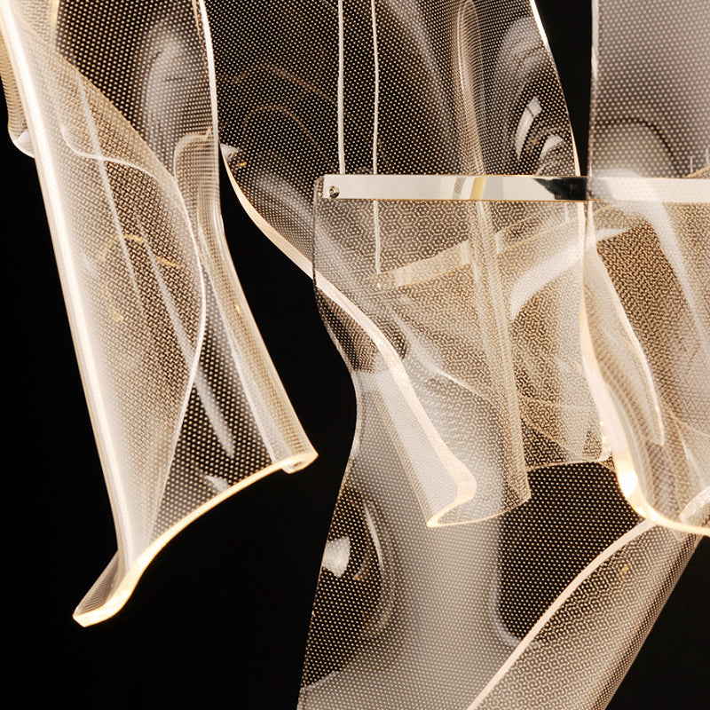 Minimalist LED Ceiling Light - Brass Finish - Paper Sheet Inspired Pendant with Acrylic Shade