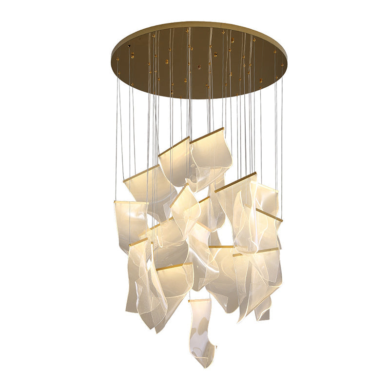 Minimalist LED Ceiling Light - Brass Finish - Paper Sheet Inspired Pendant with Acrylic Shade