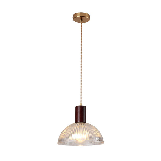 Simple Style Ribbed Glass Pendant Light Fixture For Bedroom