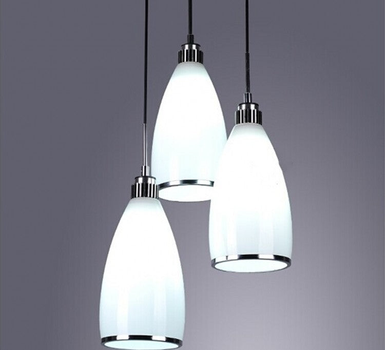 Minimalist 3-Light Satin Opal Glass Cluster Pendant in Chrome - Perfect for Dining Room