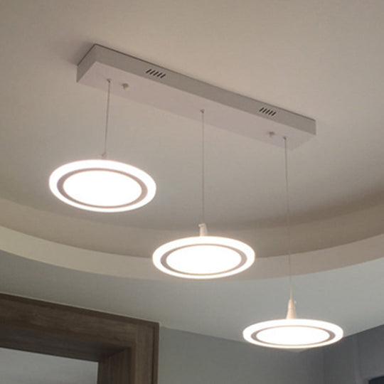 Minimalist White Led Circles Pendant Light For Stairs And Dining Area