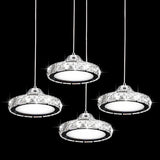 Modern Circular Led Crystal Pendant Light With Chrome Finish For Hanging Ceiling