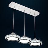 Modern Circular Led Crystal Pendant Light With Chrome Finish For Hanging Ceiling / White 19