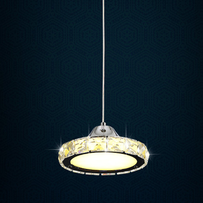 Modern Circular Led Crystal Pendant Light With Chrome Finish For Hanging Ceiling / Warm 5