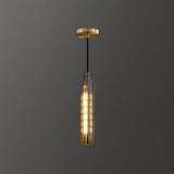 Modern Shaded Crystal Pendant Light - Simplicity Block Design Brass Ceiling Fixture / Tubular