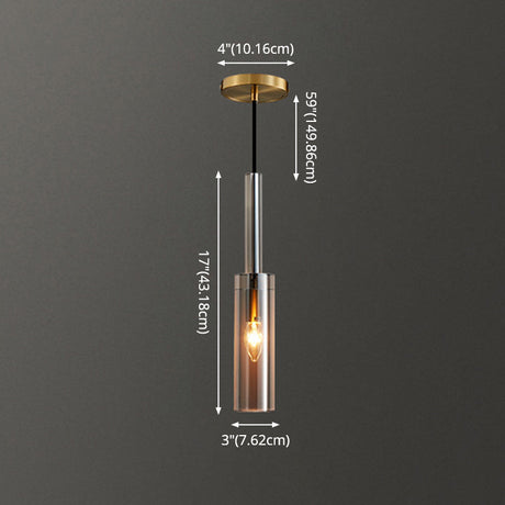 Modern Shaded Crystal Pendant Light - Simplicity Block Design Brass Ceiling Fixture