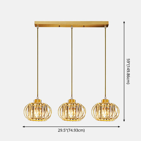 Modern Brass Globe Pendant Light With Crystal Accents Stylish Ceiling Lantern For Dining Area