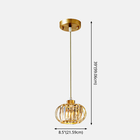 Modern Brass Globe Pendant Light With Crystal Accents Stylish Ceiling Lantern For Dining Area