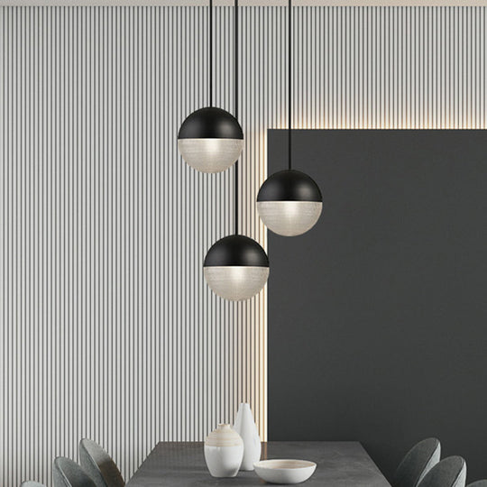 Modern Hemispherical Glass Pendant Light With Frosted Metal Lamp Body - Ideal For Aisles And Bars