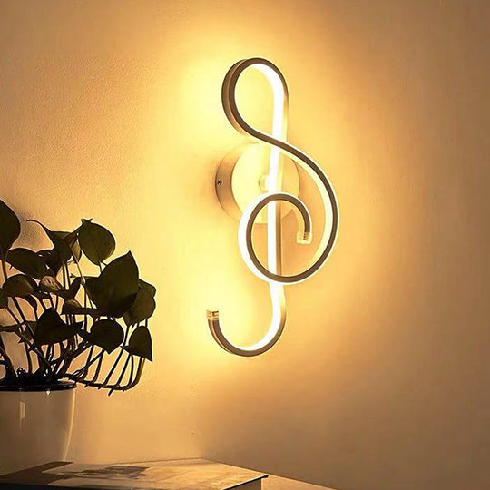 Musical Note Led Wall Sconce - Stylish Home Mount Lighting For Bedroom Or Living Room Décor White /