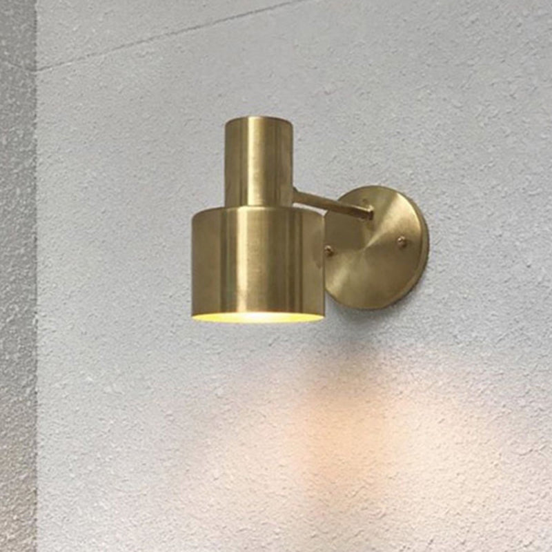 Mid-Century Home Wall Lighting: Gold 1-Head Down Lighting Wall-Mounted Fixture With Mental Cage