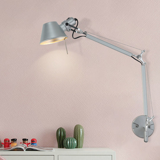 Adjustable Indoor Wall Sconce Silver Finish Reading Light