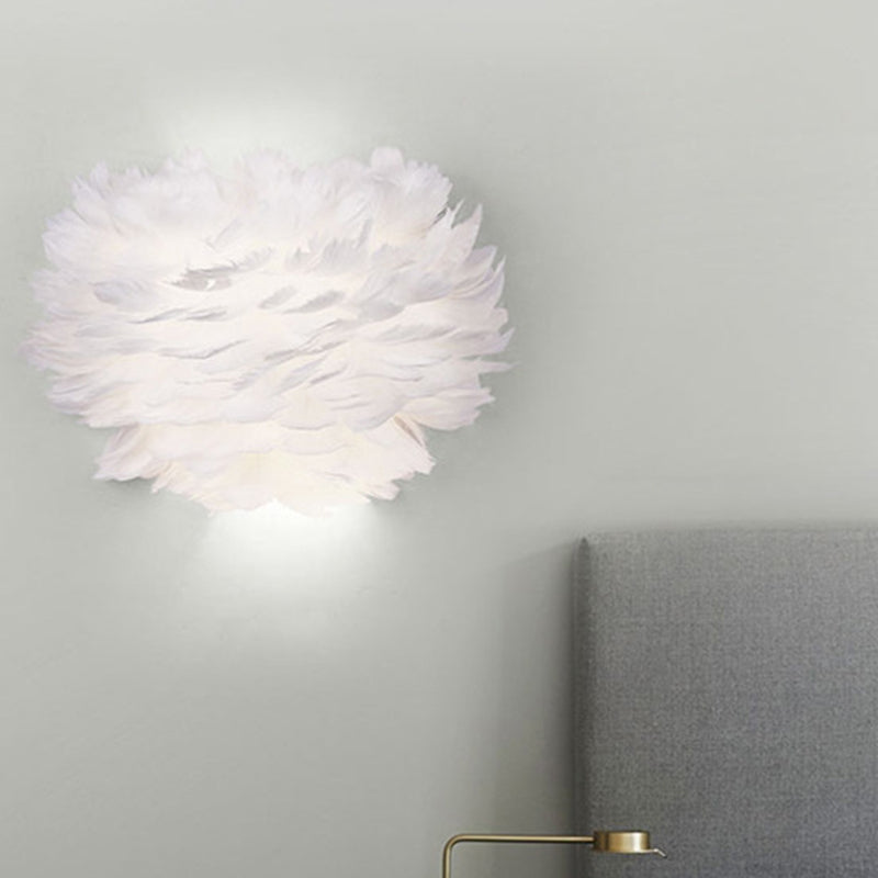 Modern Feather Wall Lamp: Stylish Ambient Lighting For Living Room & Bedroom Decor White