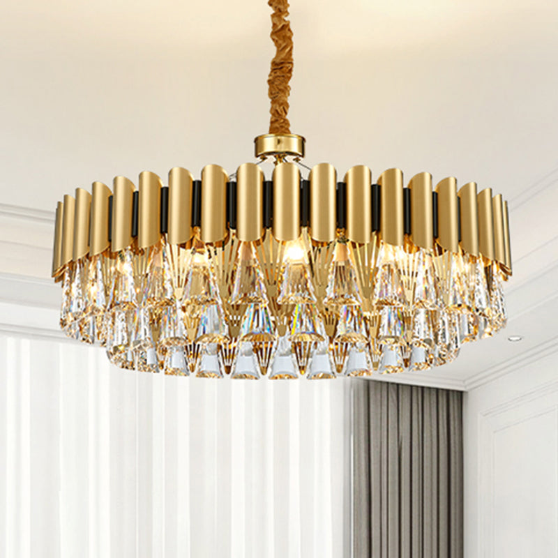 Modern Gold Triangle Crystal Chandelier Pendant With 8 Metal Heads