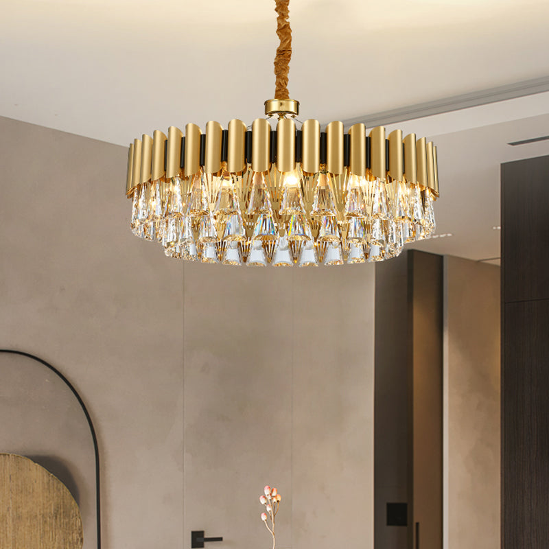 Modern Gold Triangle Crystal Chandelier Pendant With 8 Metal Heads
