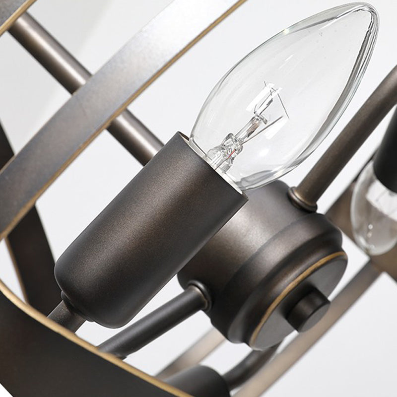 Industrial Metal Wire Cage Chandelier Pendant Light Fixture with 3 Bulbs in Bronze