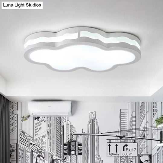 26/22.5 Cloud Flush Mount Led Bedroom Ceiling Lamp In White With Acrylic Shade