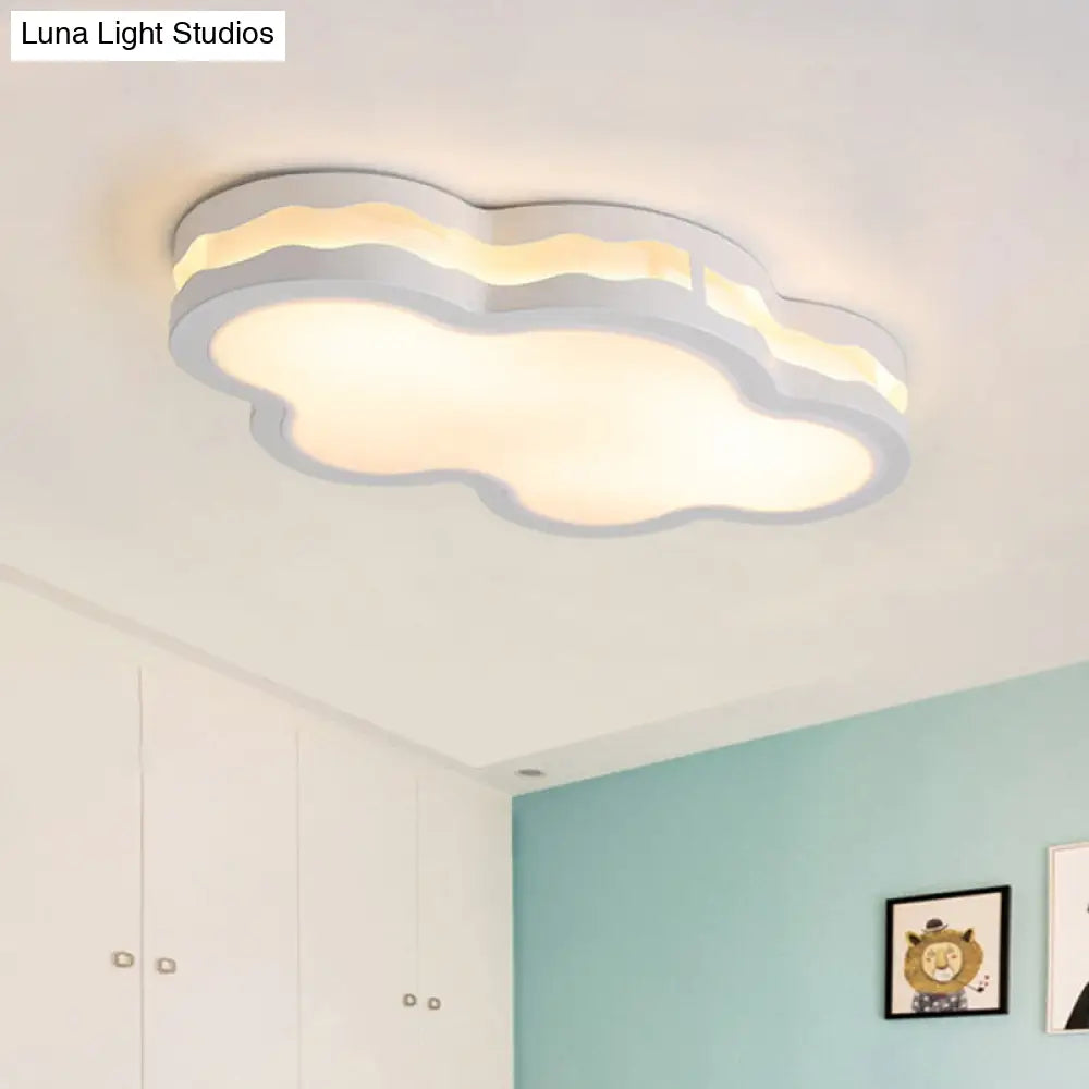 26’/22.5’ Cloud Flush Mount Led Bedroom Ceiling Lamp In White With Acrylic Shade