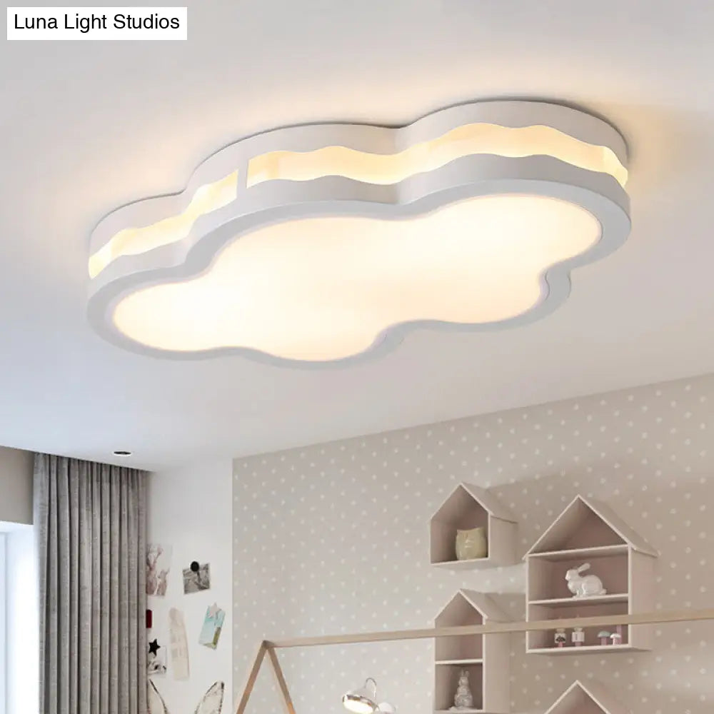26/22.5 Cloud Flush Mount Led Bedroom Ceiling Lamp In White With Acrylic Shade / 22.5 Warm