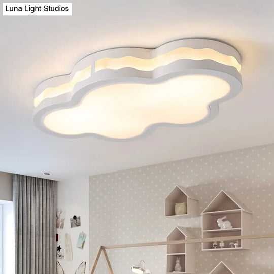 26/22.5 Cloud Flush Mount Led Bedroom Ceiling Lamp In White With Acrylic Shade / 22.5 Warm