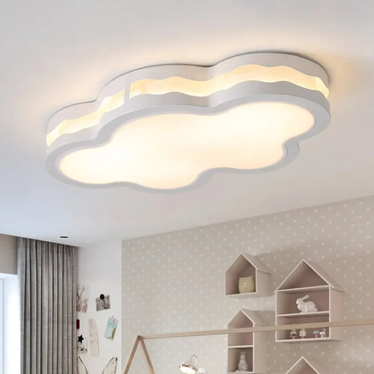 26’/22.5’ Cloud Flush Mount Led Bedroom Ceiling Lamp In White With Acrylic Shade / 22.5’ Warm
