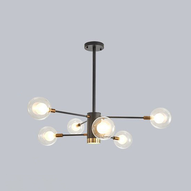 Minimalist Glass Chandelier With Clear Ball Shade - Modern Style Pendant Light For Living Room 6 /