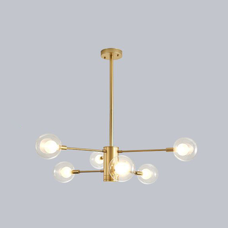 Minimalist Glass Chandelier With Clear Ball Shade - Modern Style Pendant Light For Living Room 6 /