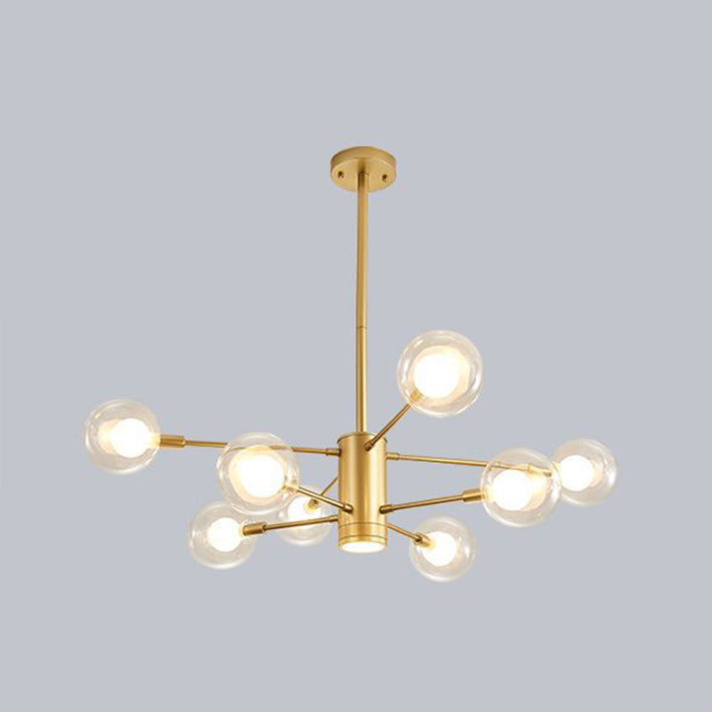 Minimalist Glass Chandelier With Clear Ball Shade - Modern Style Pendant Light For Living Room 8 /