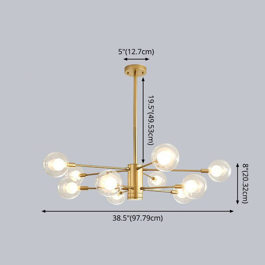 Minimalist Glass Chandelier With Clear Ball Shade - Modern Style Pendant Light For Living Room