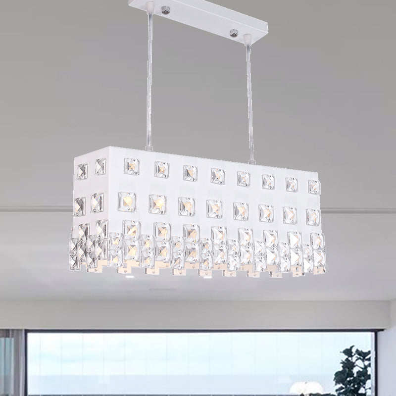 Contemporary Ivory Chandelier - Metal Pendant Light With Crystal Accents (2 Lights)