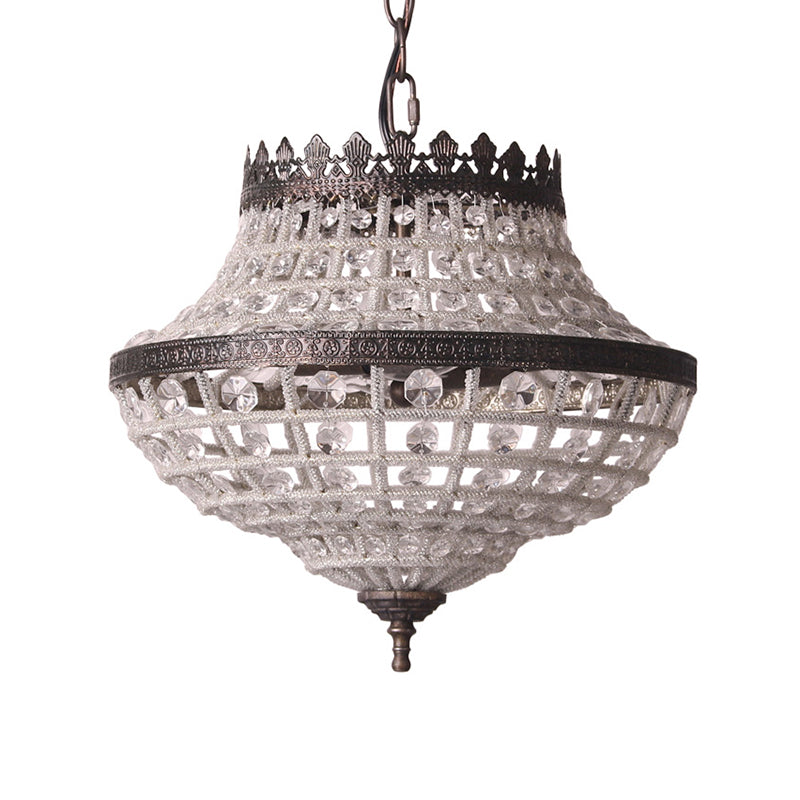 Vintage Crystal Pendant Lamp With Antique Bronze Finish - Ideal For Bedroom Lighting