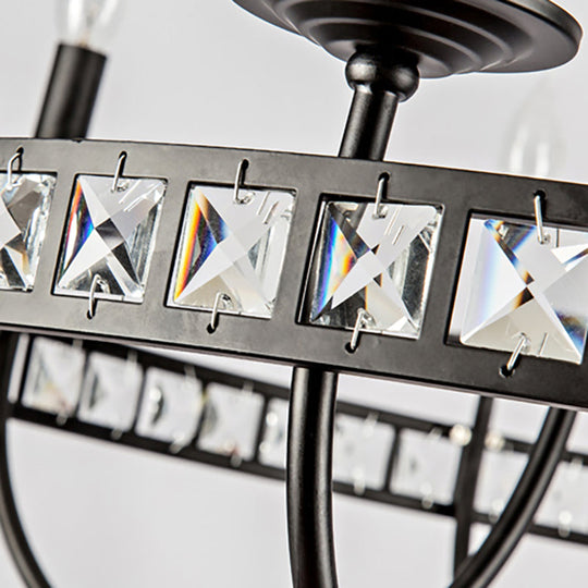Modern Black Metal Chandelier with Crystal Deco - 6/8 Light Pendant Lamp for Industrial Lighting