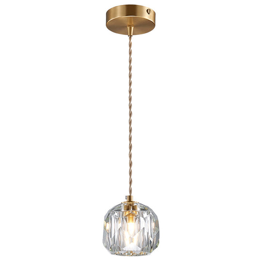 Contemporary Crystal Gold Globe Pendant Light - Elegant Hanging Lamp Kit